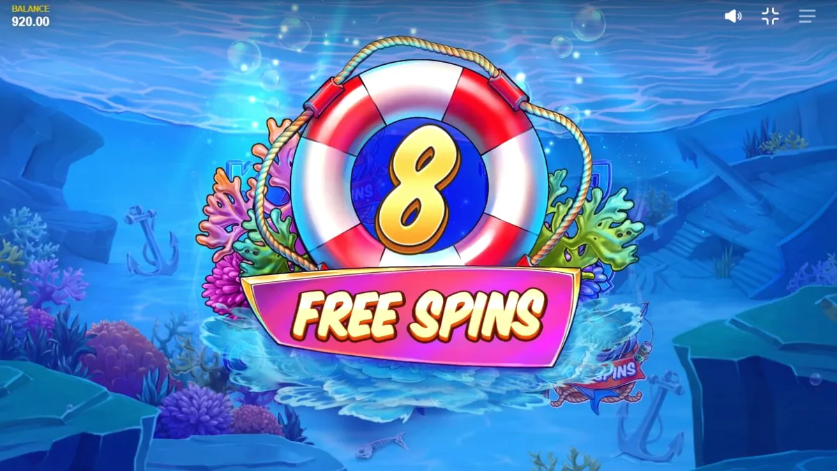 Isang makulay na visual ng Shark Boss slot na nagpapakita ng pating sa bangka.