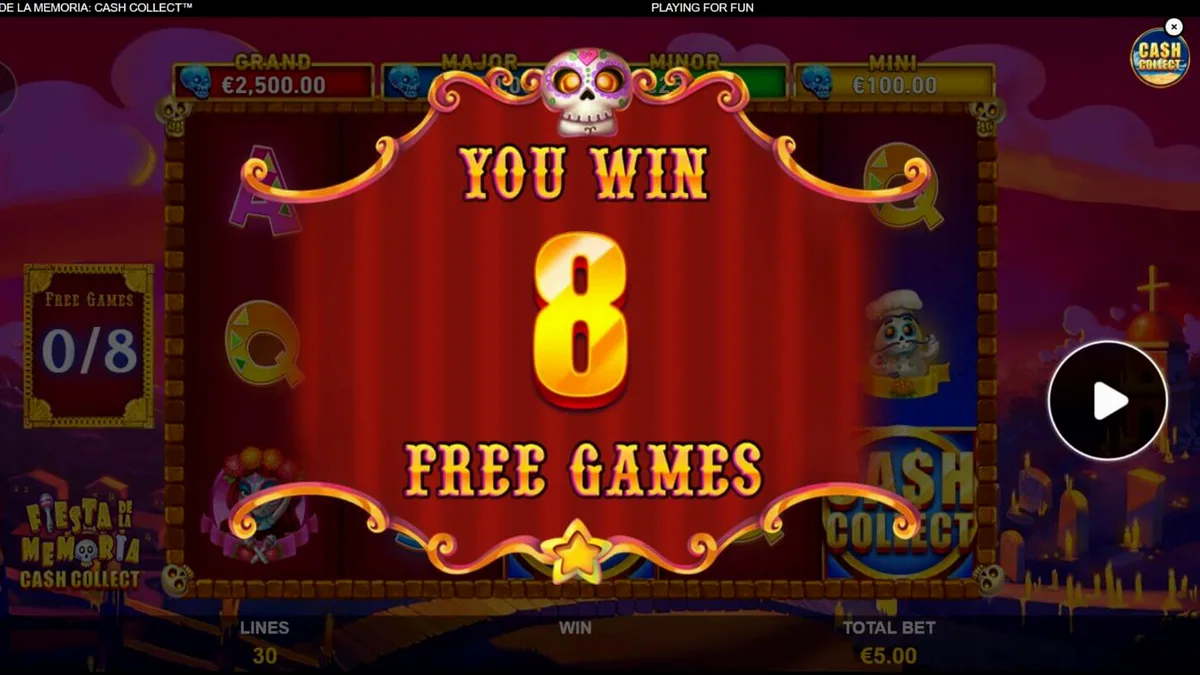 Makulay na neon-themed na Fiesta de la Memoria Cash Collect slot interface