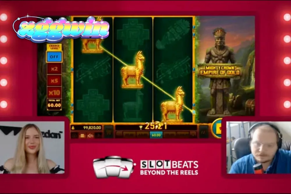 Isang mobile device na nagpapakita ng Mighty Crown: Empire of Gold slot game sa isang malinaw at makulay na screen.